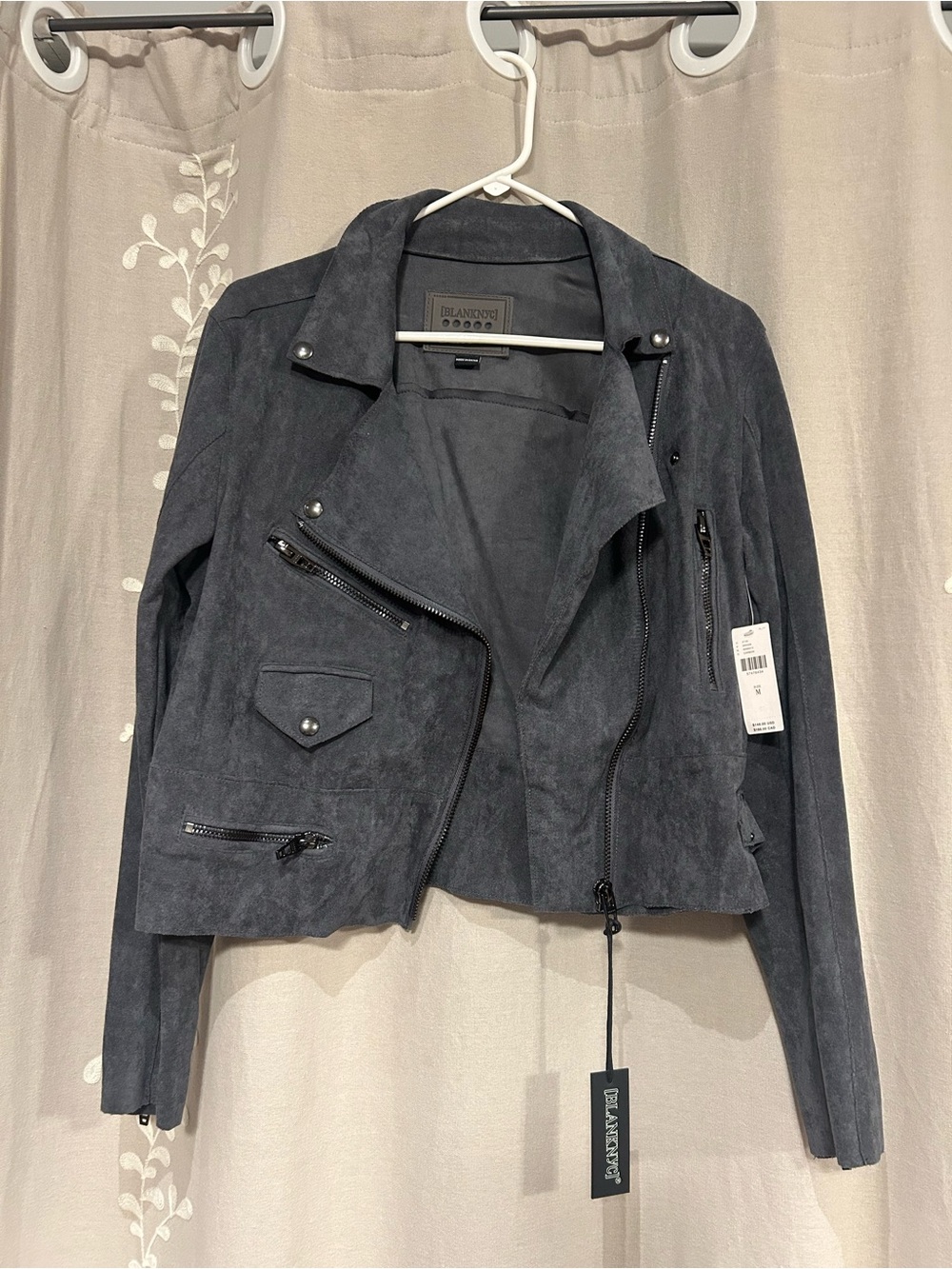 Blank NYC Women's Charcoal Suede Moto Jacket